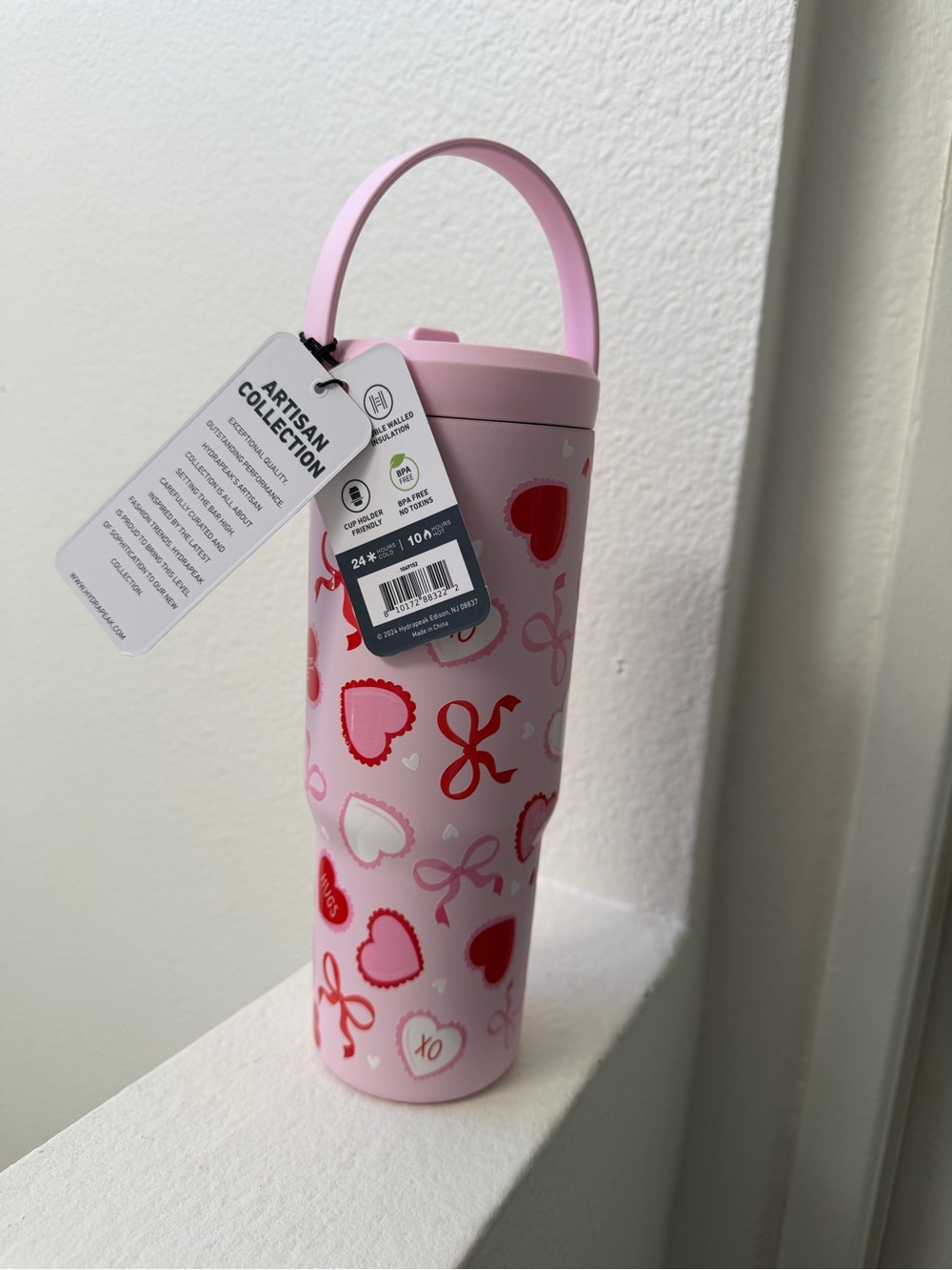Valentine Heart Hydrapeak Travel Tumbler - Pink